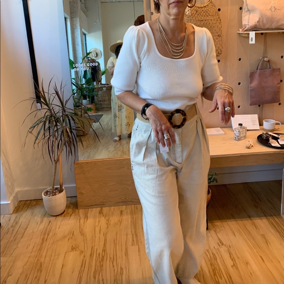 • house of sunny high waisted grommeted contrast thread pleated trousers • - Picture 12 of 16